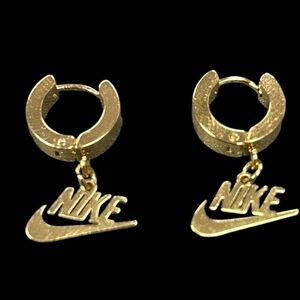 Nike Gold Logo Charm Earrings